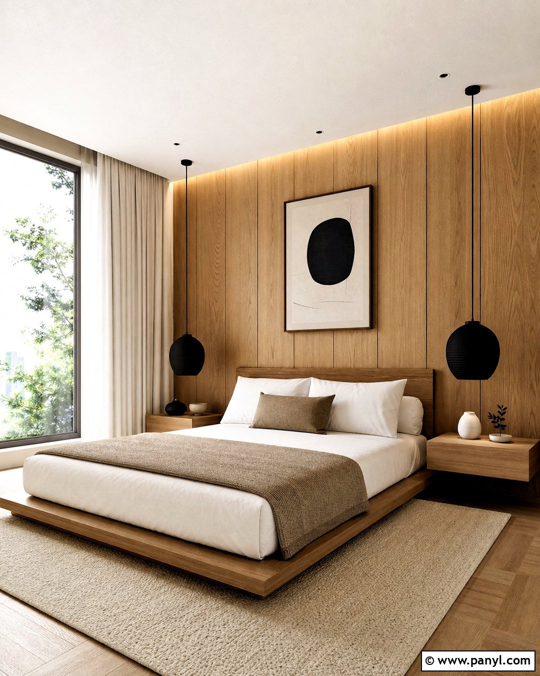 Japandi Wood Accent Wall - 20 wood accent wall ideas