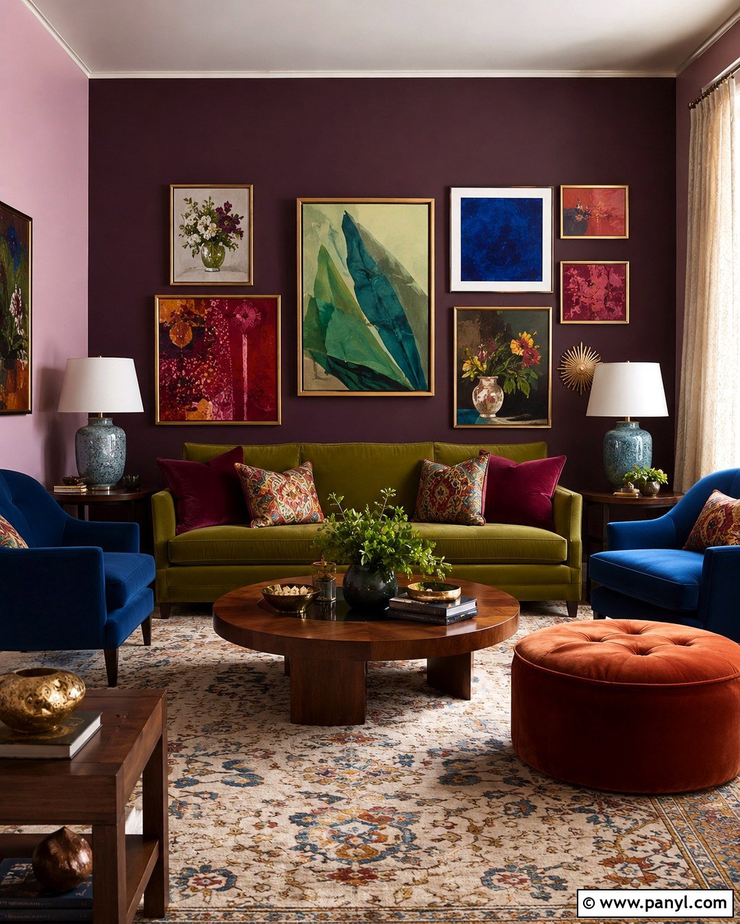 Jewel-Tone Gallery Wall - 20 Colorful Interior Walls