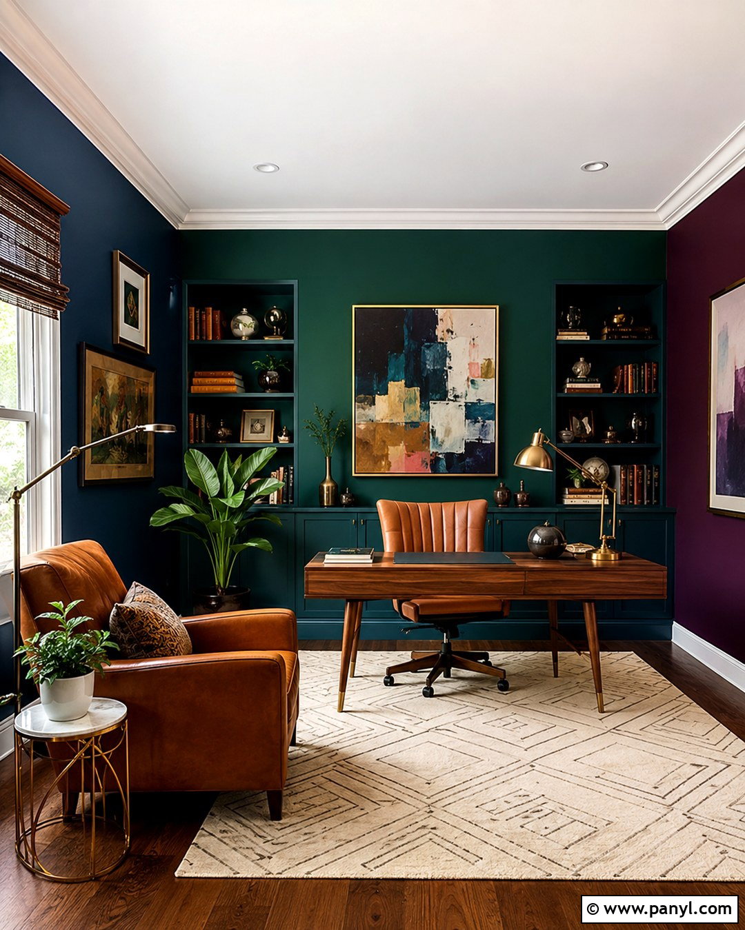 Jewel Tone Home Office Walls - 20 Each Wall Different Color Ideas