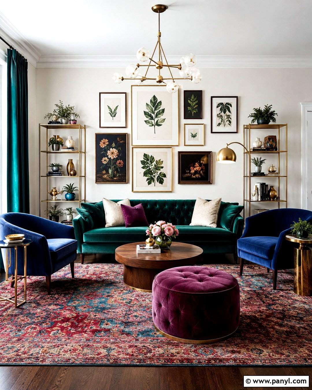 Jewel Tone Living Room With White Walls - 20 Colorful Home White Walls