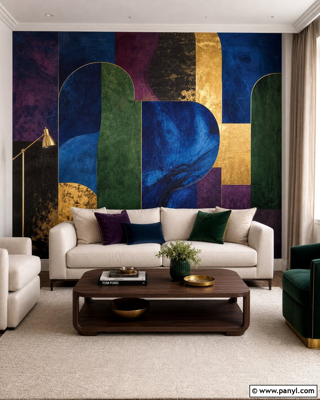 Jewel Tone Mural Living Room Wall - 35 royal paint wall design for living room ideas