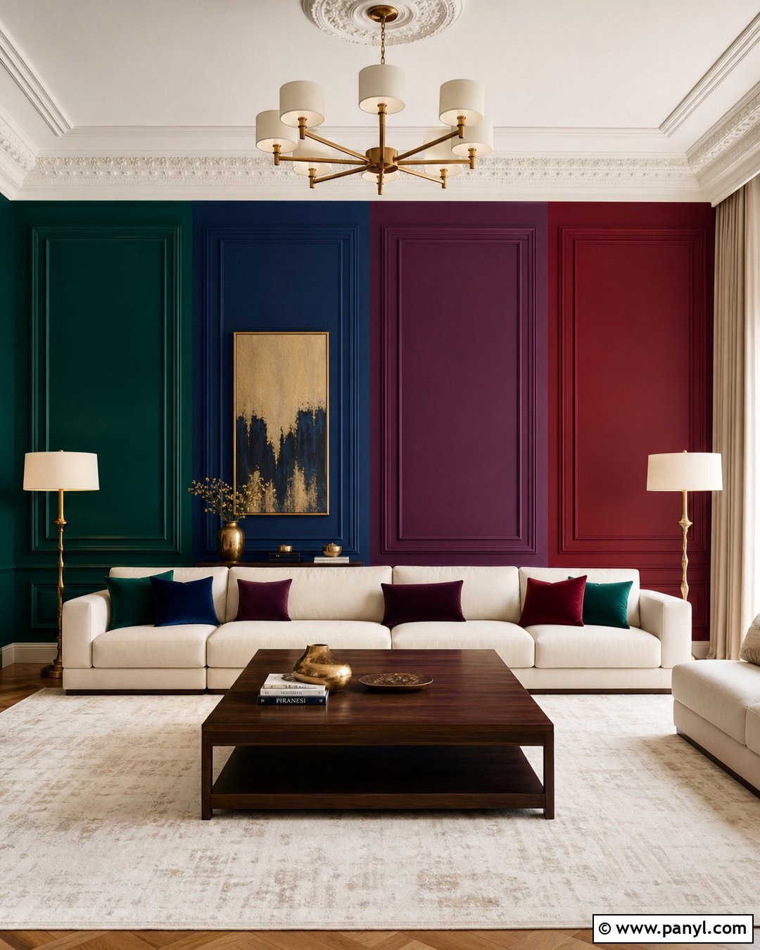 Jewel Tone Paneled Living Room Wall - 35 royal paint wall design for living room ideas