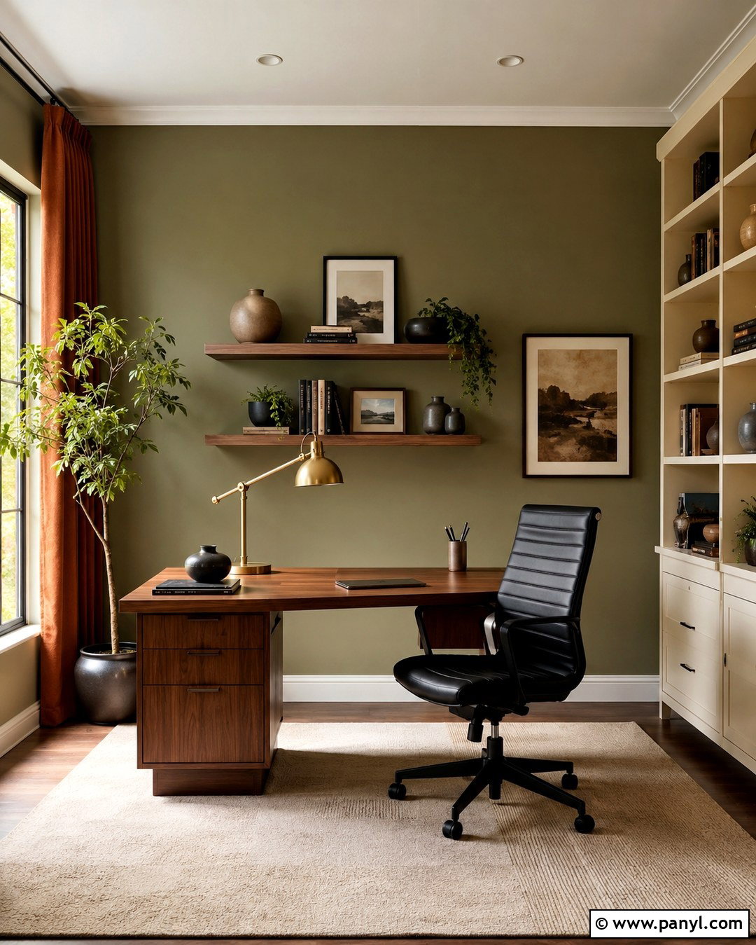 Khaki Accent Wall Home Office - 20 Khaki Accent Wall Ideas