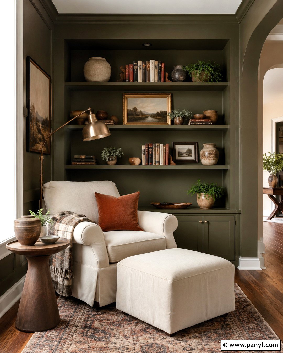 Khaki Accent Wall Reading Nook - 20 Khaki Accent Wall Ideas