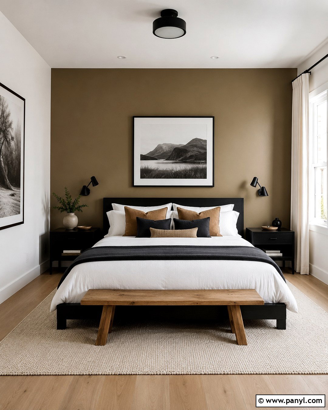 Khaki Accent Wall With Black Furniture - 20 Khaki Accent Wall Ideas