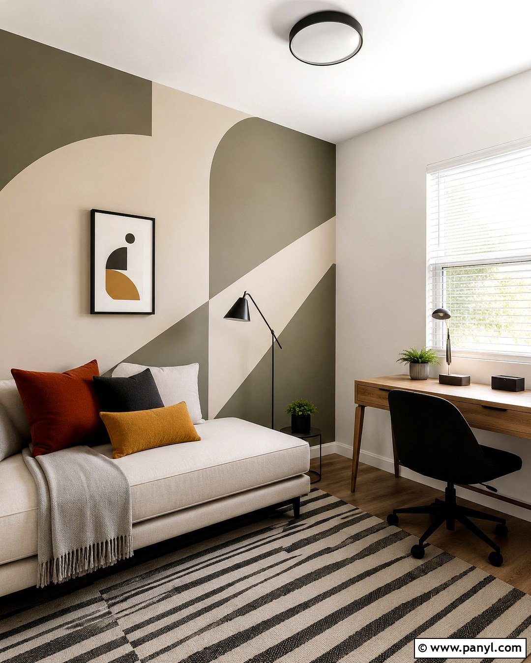 Khaki Geometric Accent Wall - 20 Khaki Accent Wall Ideas