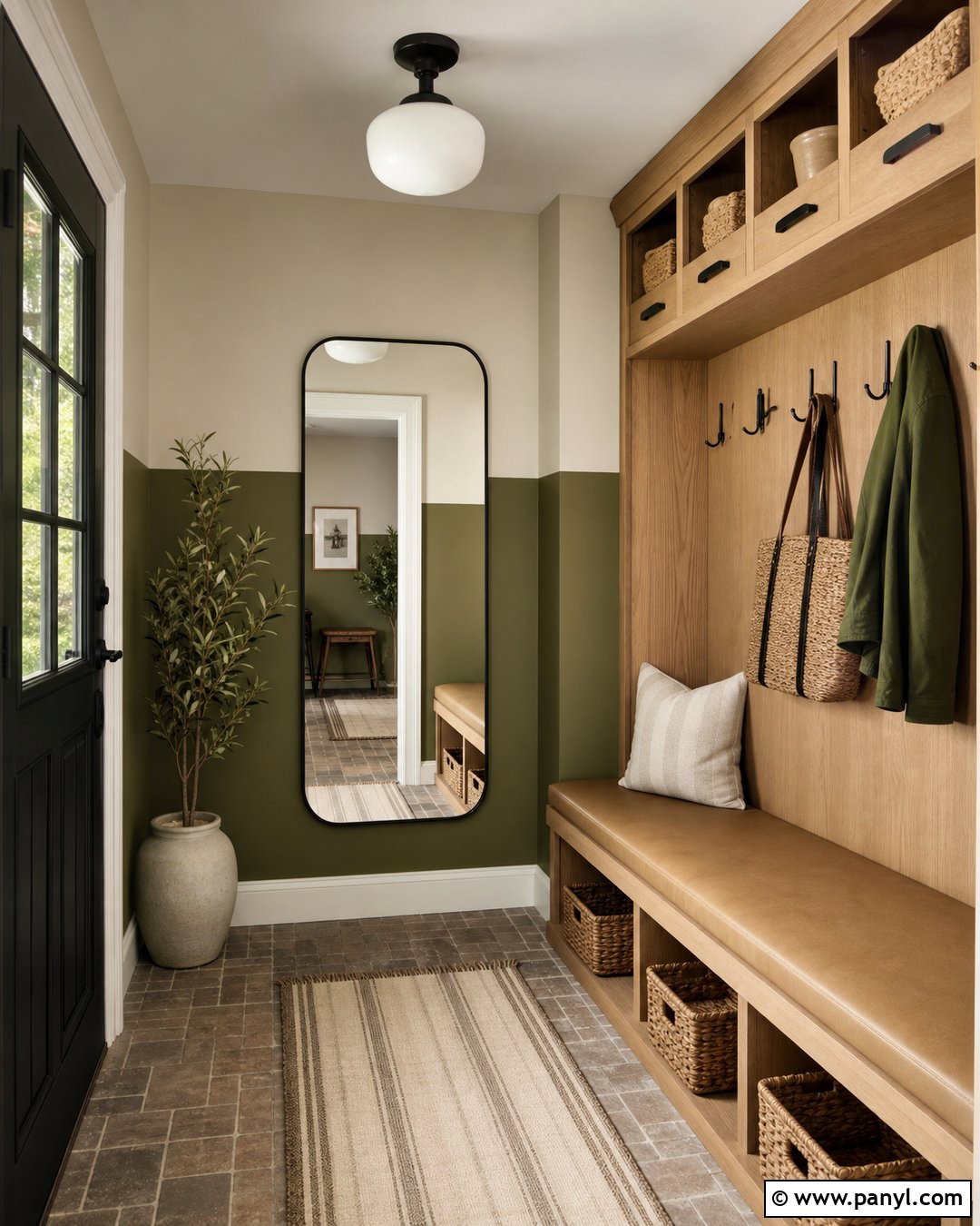 Khaki Green And Cream Half Painted Walls - 35 half and half painted walls