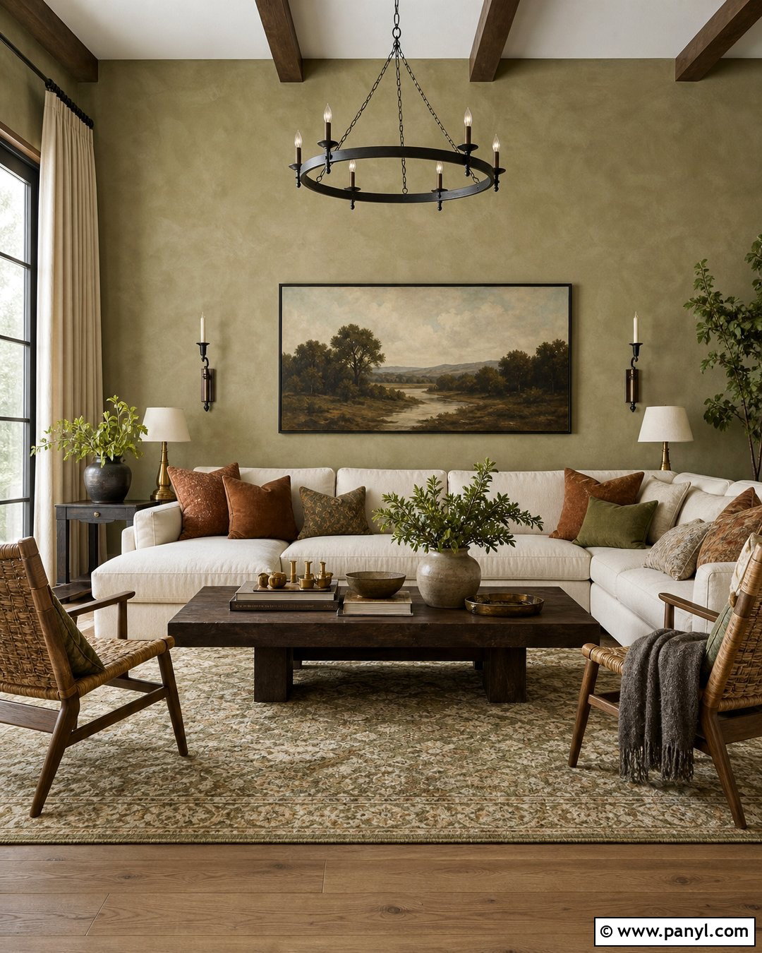 Khaki Limewash Living Room - 50 Limewash Walls