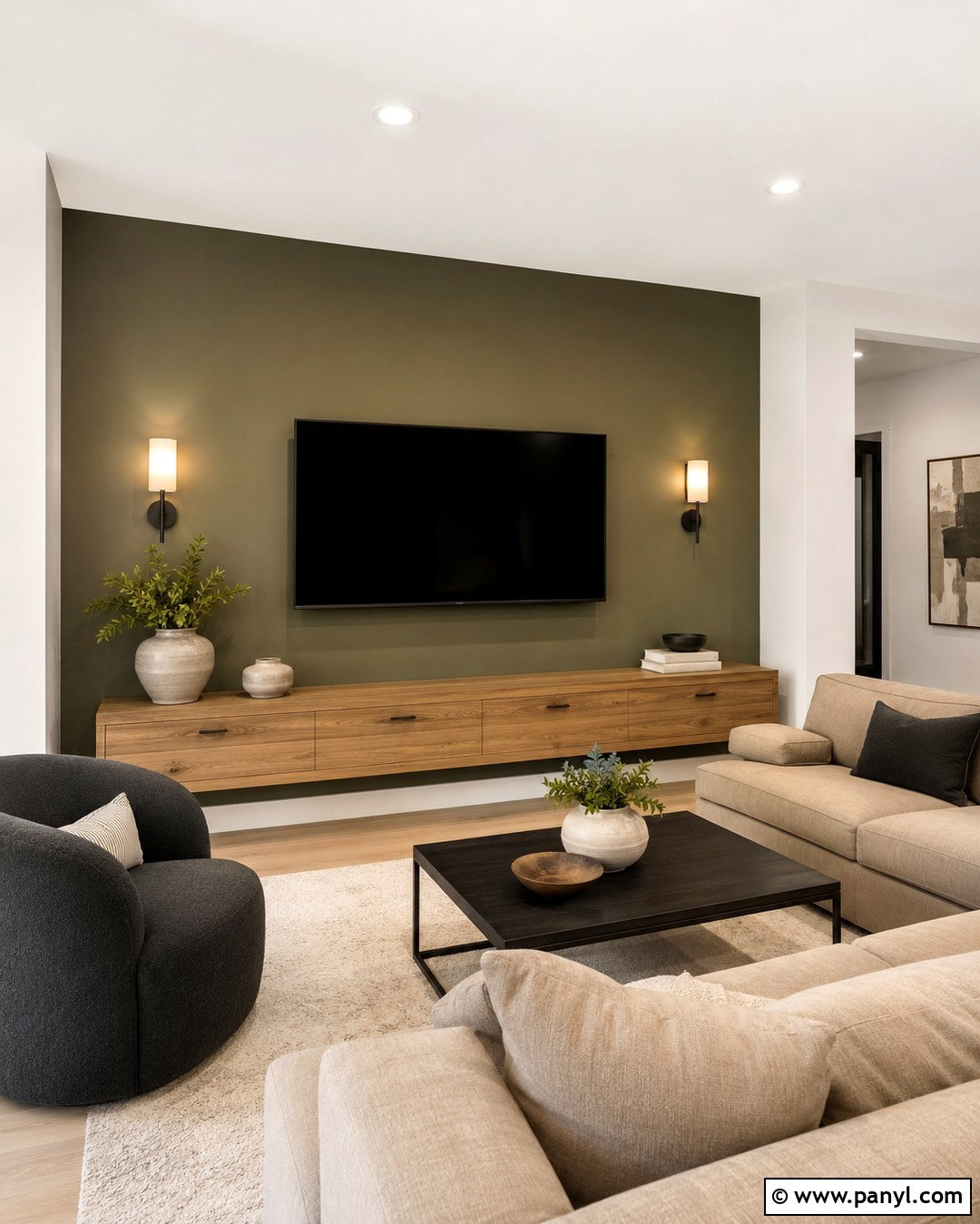 Khaki TV Accent Wall - 20 Khaki Accent Wall Ideas