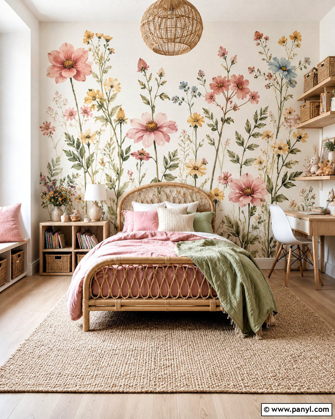 Kids Bedroom Floral Wall - 20 kids bedroom wall painting ideas