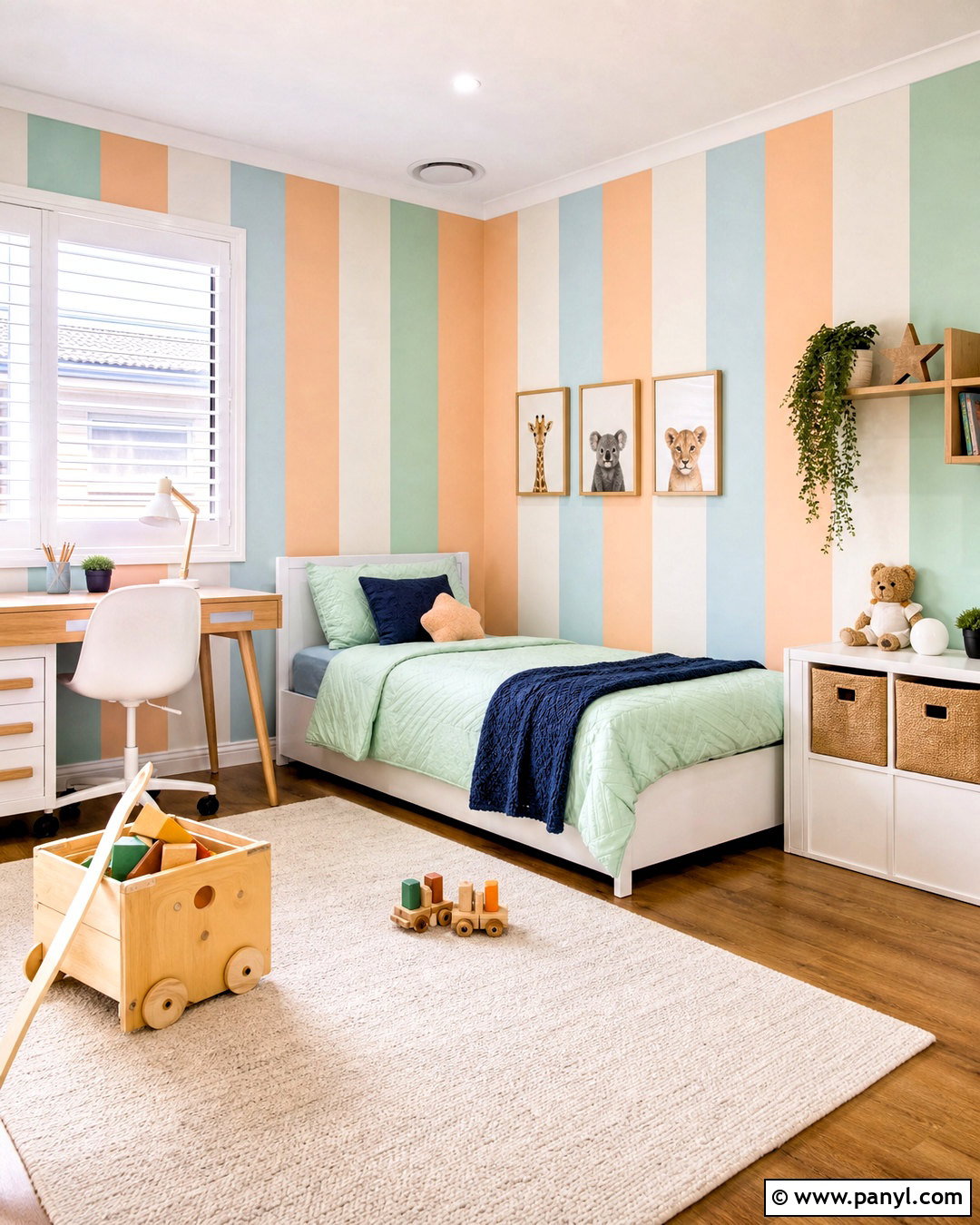 Kids Pastel Striped Bedroom - 20 striped walls bedroom ideas