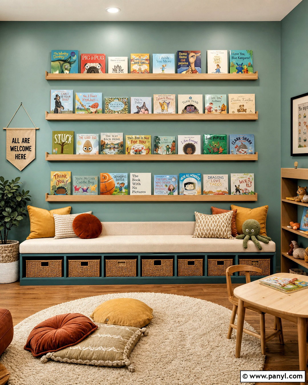 Kids Playroom Book Wall - 20 kids playroom wall ideas