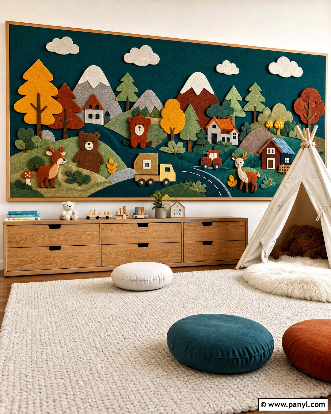 Kids Playroom Felt Activity Wall - 20 kids playroom wall ideas