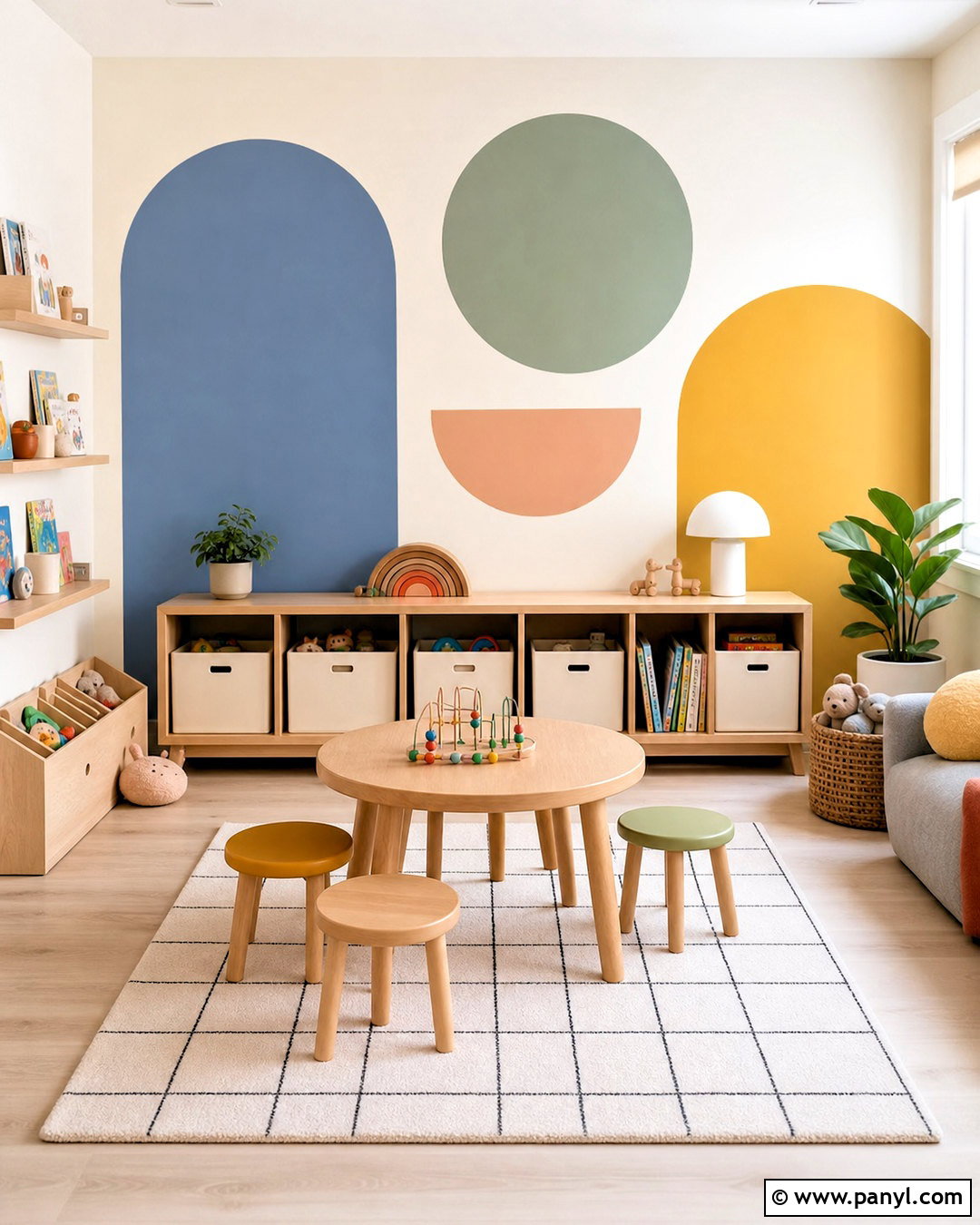 Kids Playroom Geometric Wall - 20 kids playroom wall ideas