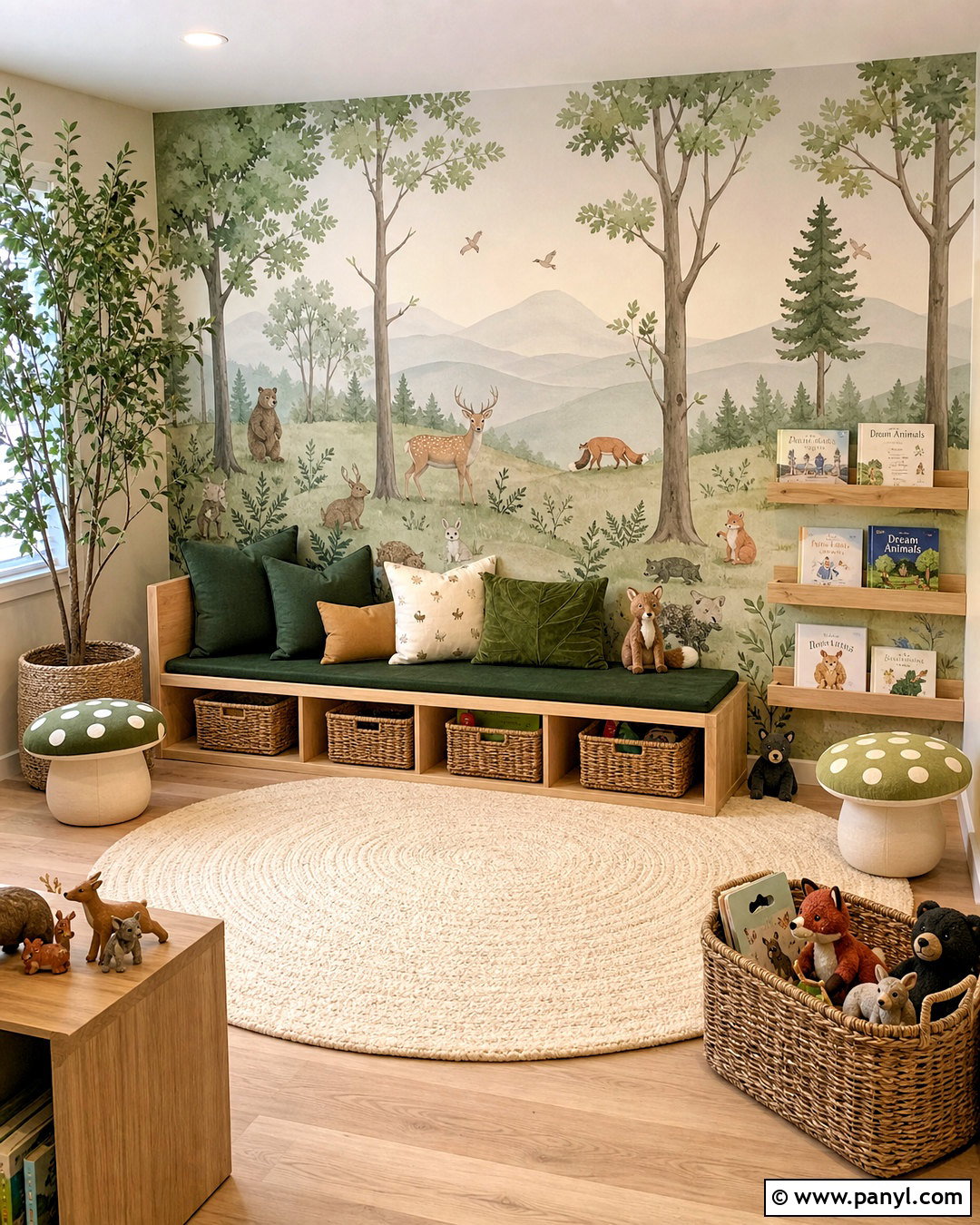 Kids Playroom Woodland Mural Wall - 20 kids playroom wall ideas