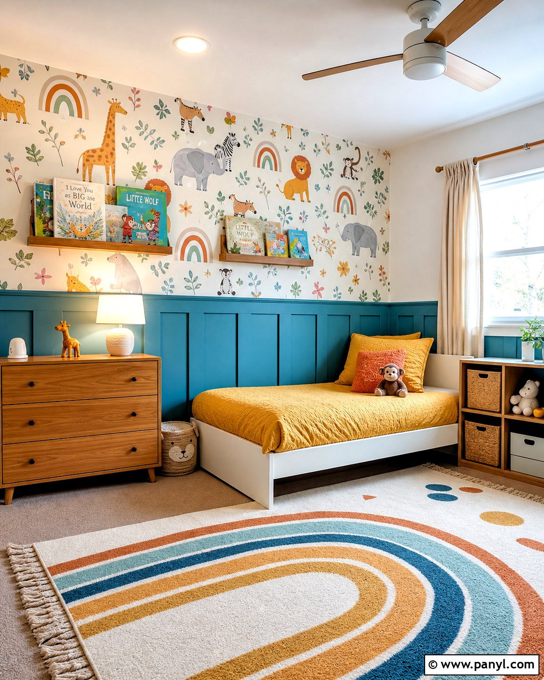 Kids Room Half Wall Wallpaper With Colorful Paneling - 20 half wall wallpaper ideas