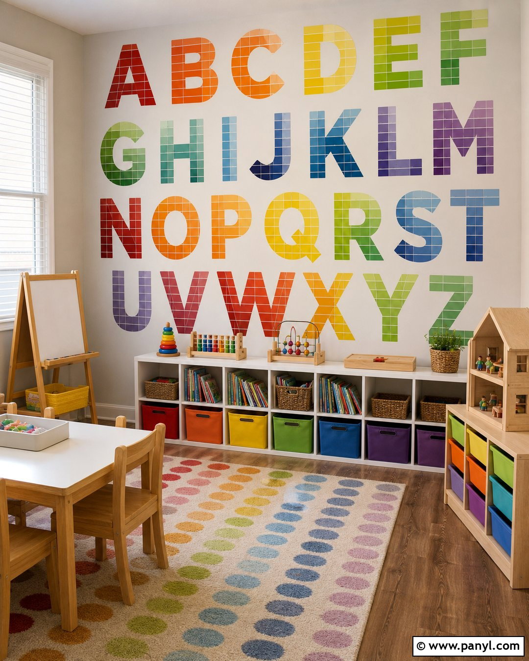 Kids Room Paint Chip Alphabet Wall - 20 Paint Chips On Wall Ideas