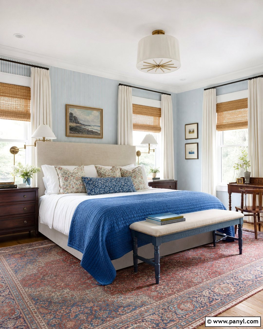 Kinnicutt Stripe Isleboro Blue Wallpaper - 20 Sister Parish Wallpaper Colors