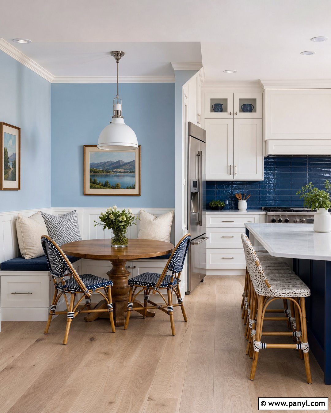 Kitchen Breakfast Nook With Light Blue Walls - 20 Light Blue Walls White Cabinets