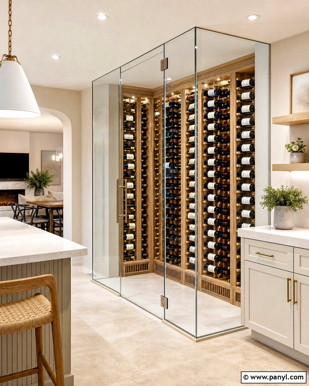 Kitchen Frameless Wine Cellar - 20 frameless wine cellar ideas