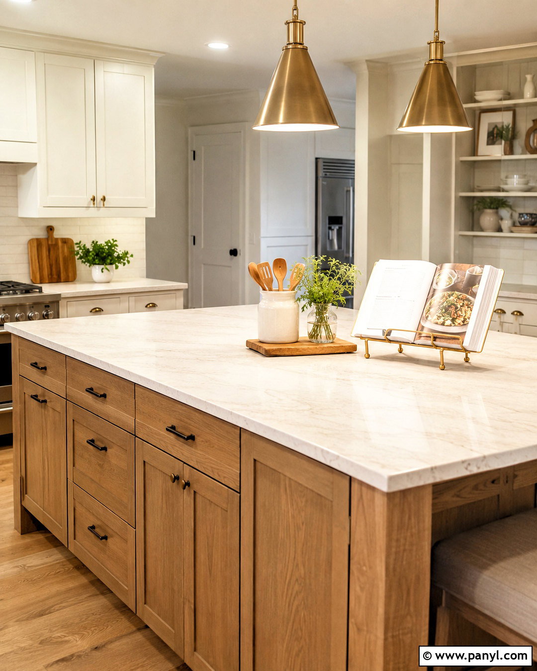Kitchen Island With a Cookbook Stand - 20 center island decor ideas