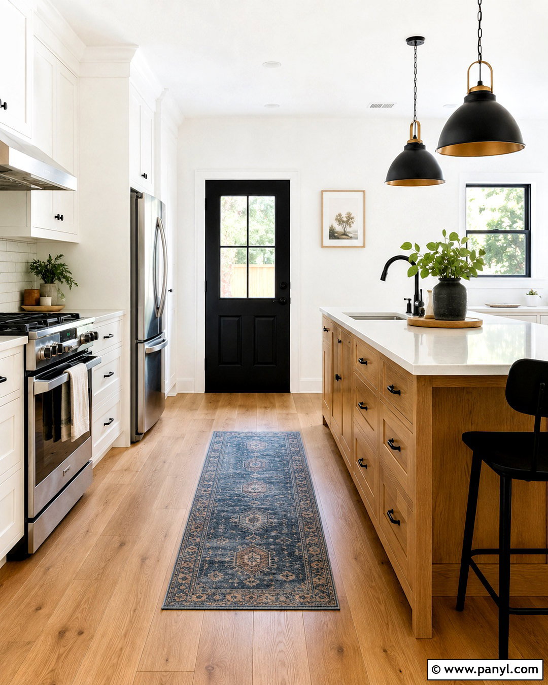 Kitchen With Black Back Door - 35 White Walls Black Doors