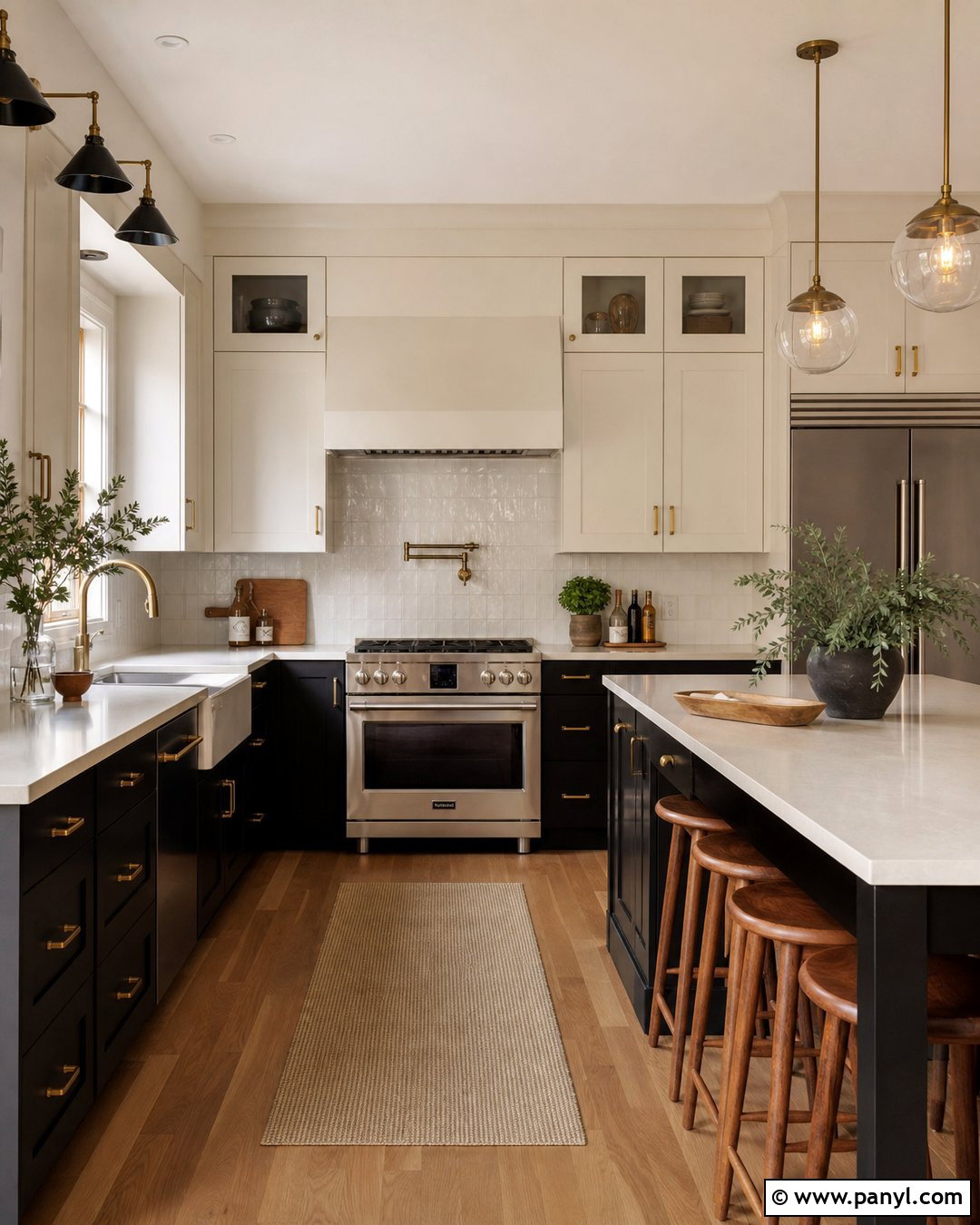 Kitchen With Black Cabinets - 50 Vanilla Latte Color Wall Ideas
