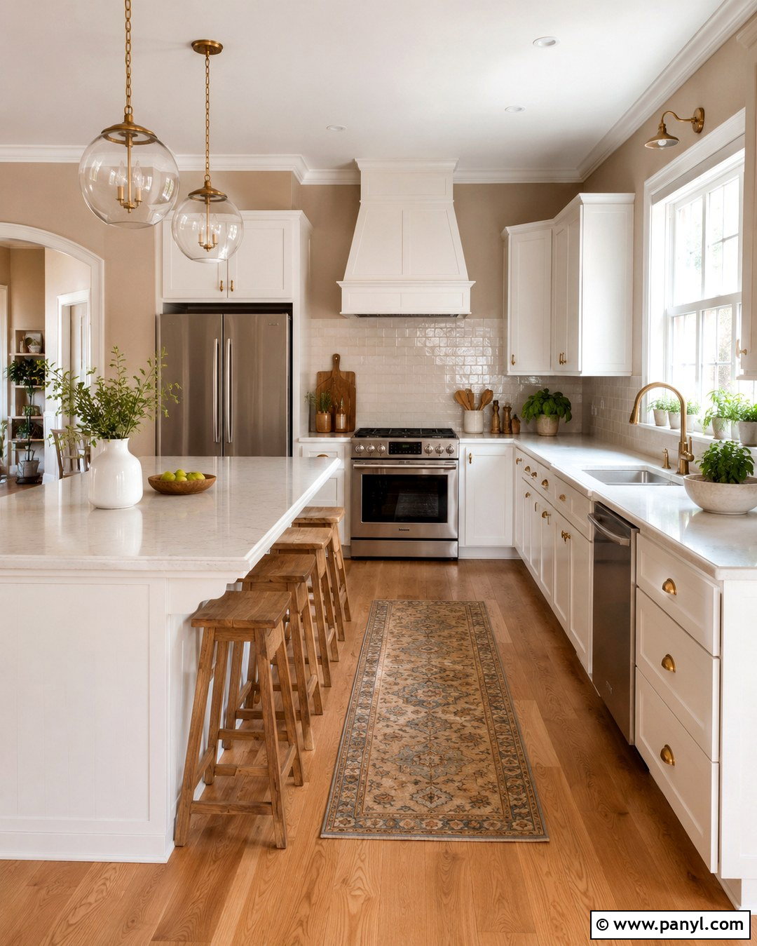 Kitchen With Light Brown Walls And White Trim - 20 Light Brown Walls With White Trim Ideas
