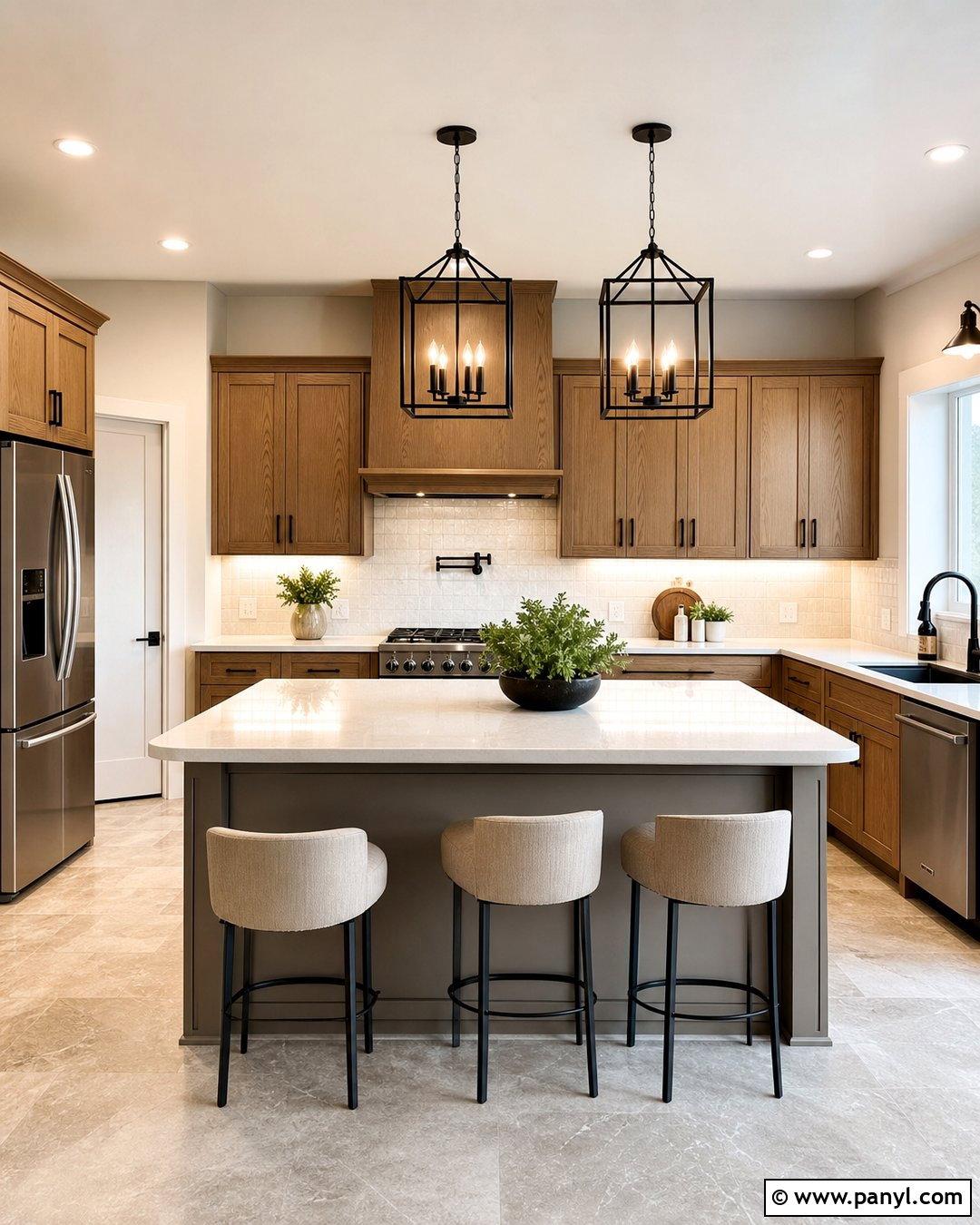 Kitchen With Oak Cabinets - 50 Vanilla Latte Color Wall Ideas