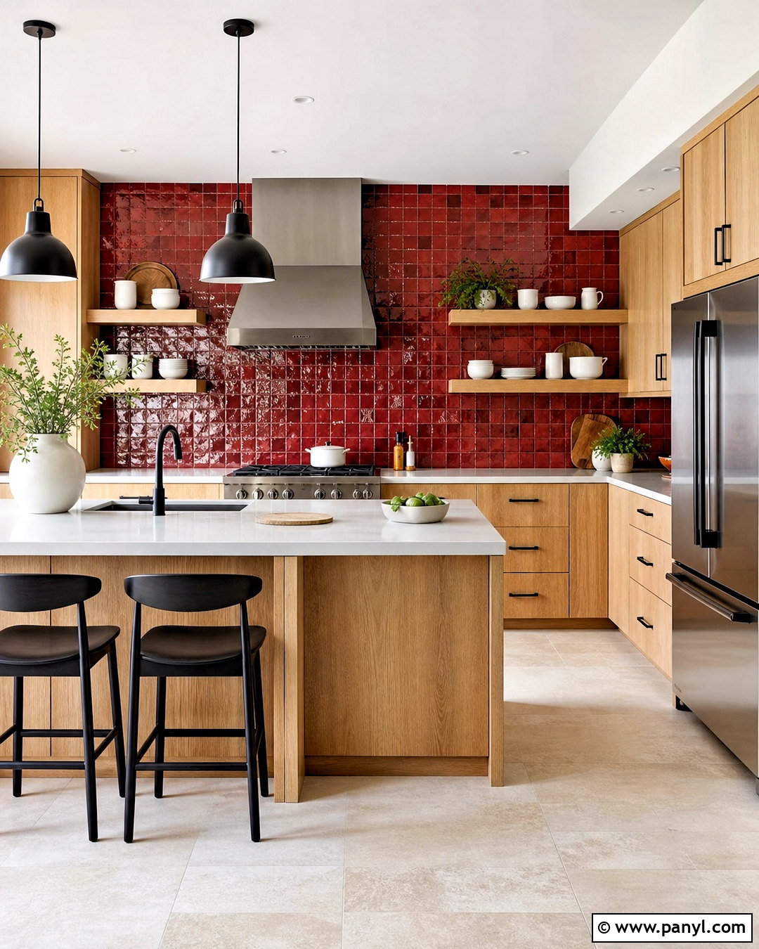 Kitchen With Red Tile Backsplash - 20 kitchen with red accents