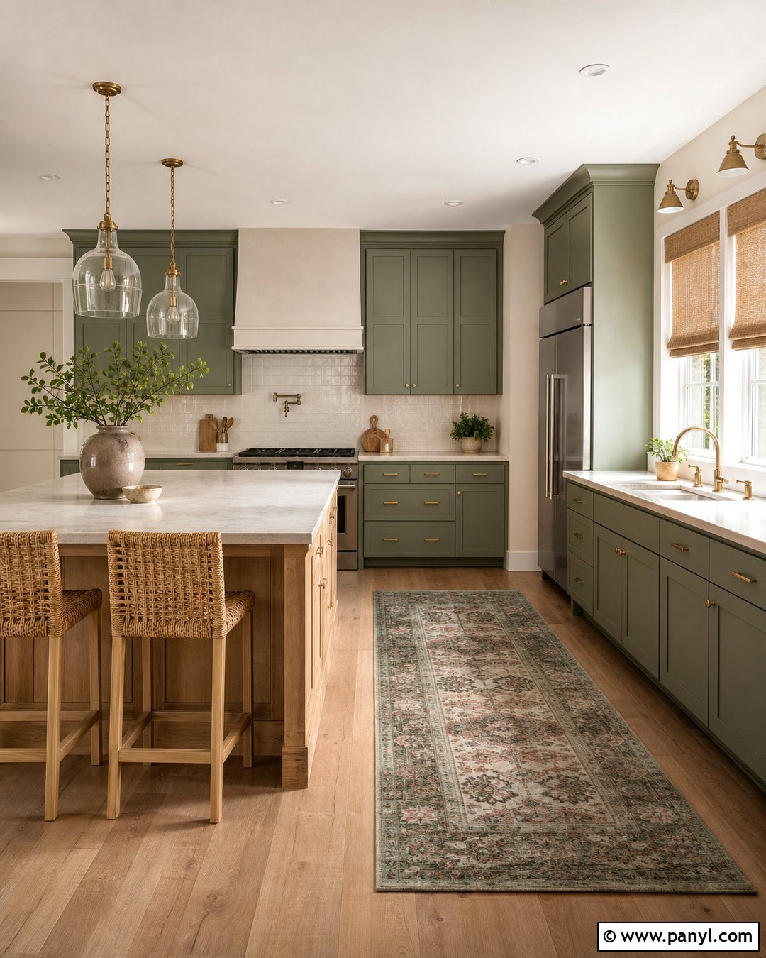 Kitchen With Sage Cabinets - 50 Vanilla Latte Color Wall Ideas