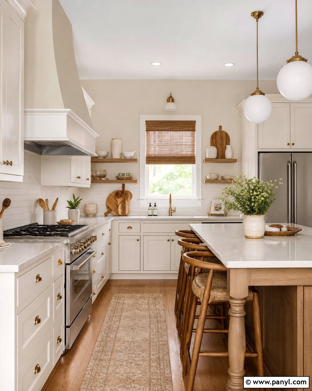 Kitchen With White Cabinets - 50 Vanilla Latte Color Wall Ideas