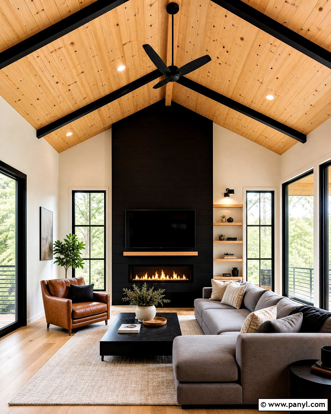 Knotty Pine Ceiling With Black Accents - 20 knotty pine ceiling ideas