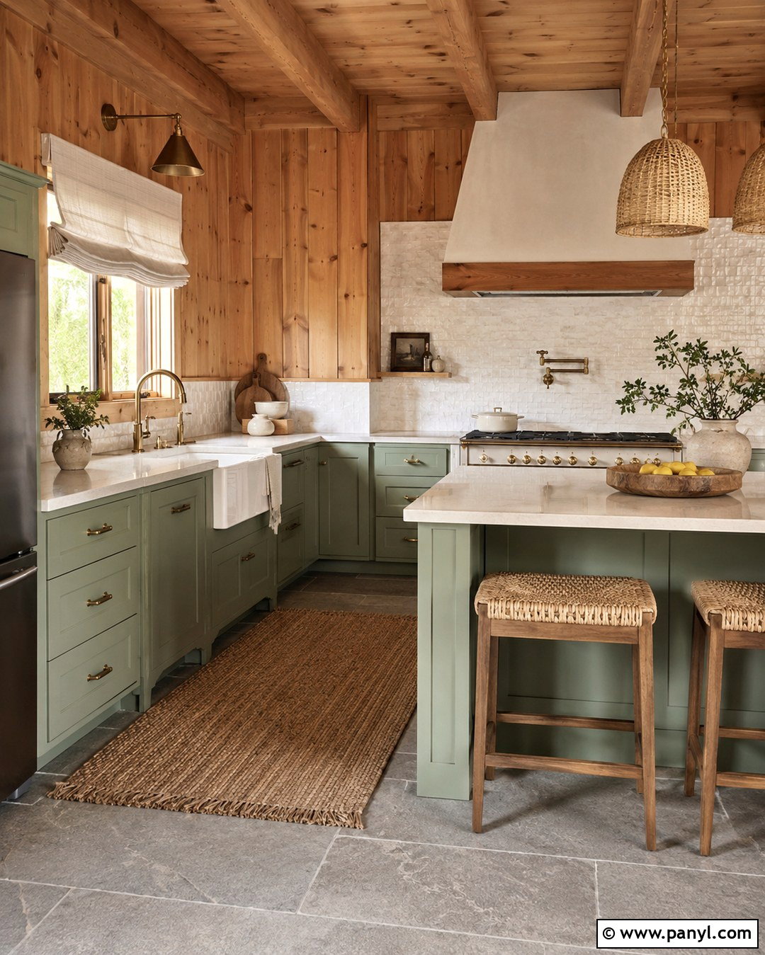 Knotty Pine Kitchen With Sage Green Cabinets - 20 Knotty Pine Walls Color Schemes Kitchen Ideas