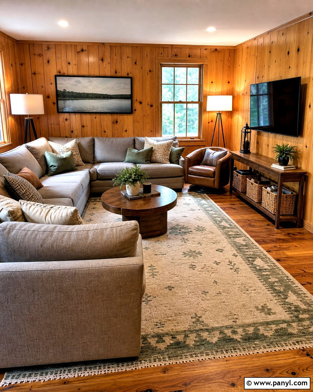 Knotty Pine Living Room With Sectional - 20 knotty pine living room ideas