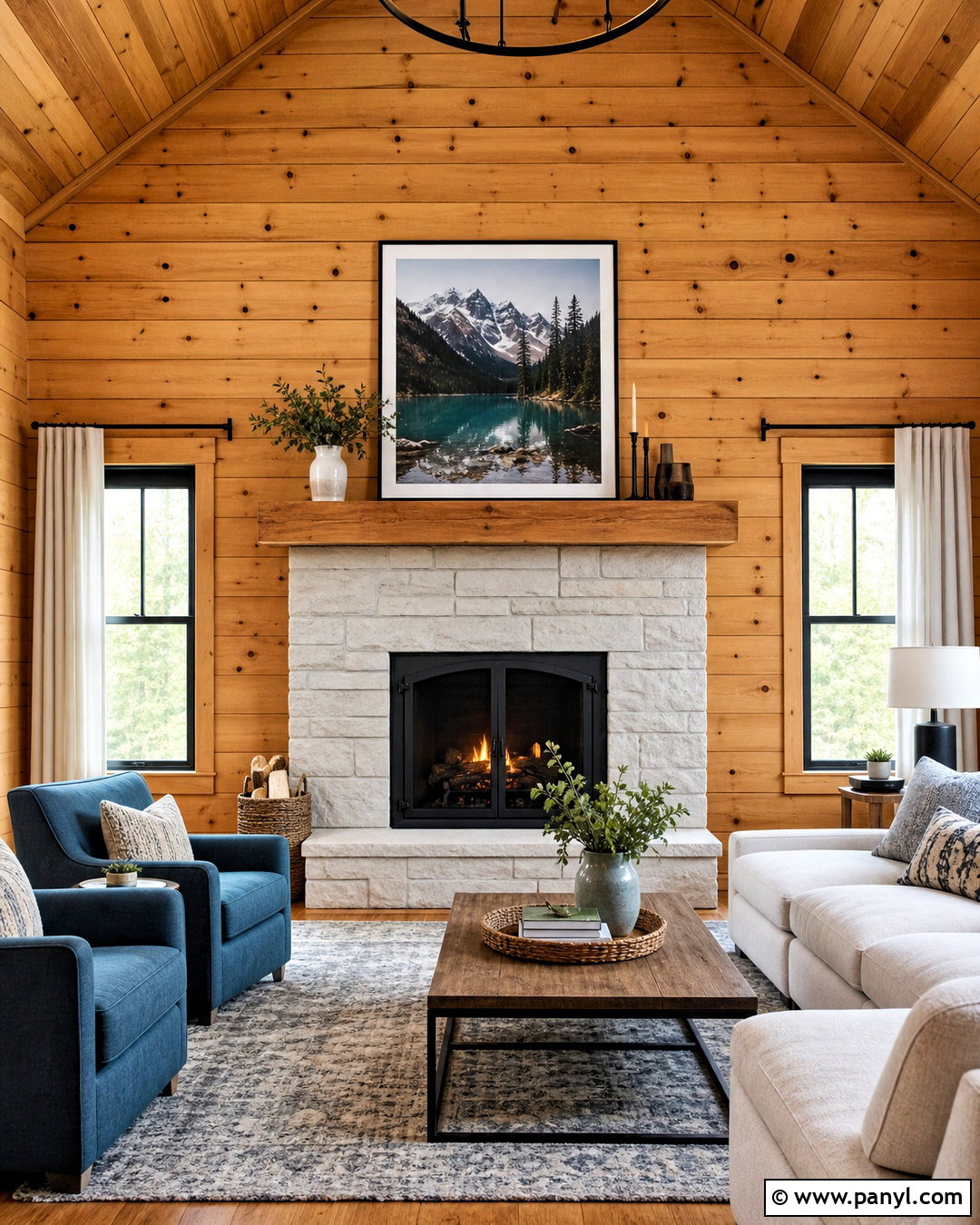 Knotty Pine Walls With A Stone Fireplace - 20 knotty pine walls makeover ideas