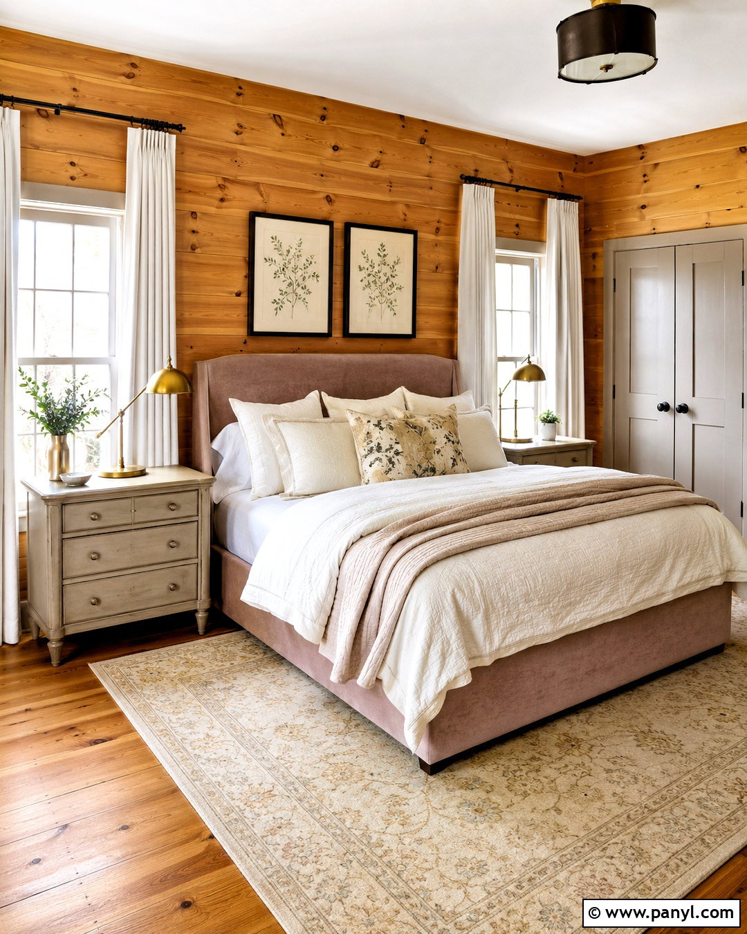 Knotty Pine Walls With Blush Pink And Ivory - 40 Knotty Pine Walls Color Schemes