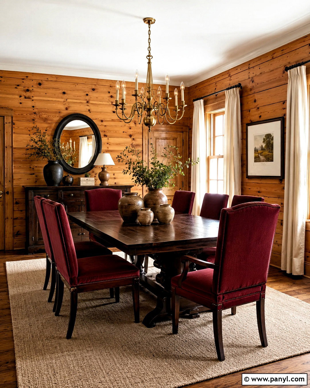 Knotty Pine Walls With Burgundy And Mushroom - 40 Knotty Pine Walls Color Schemes