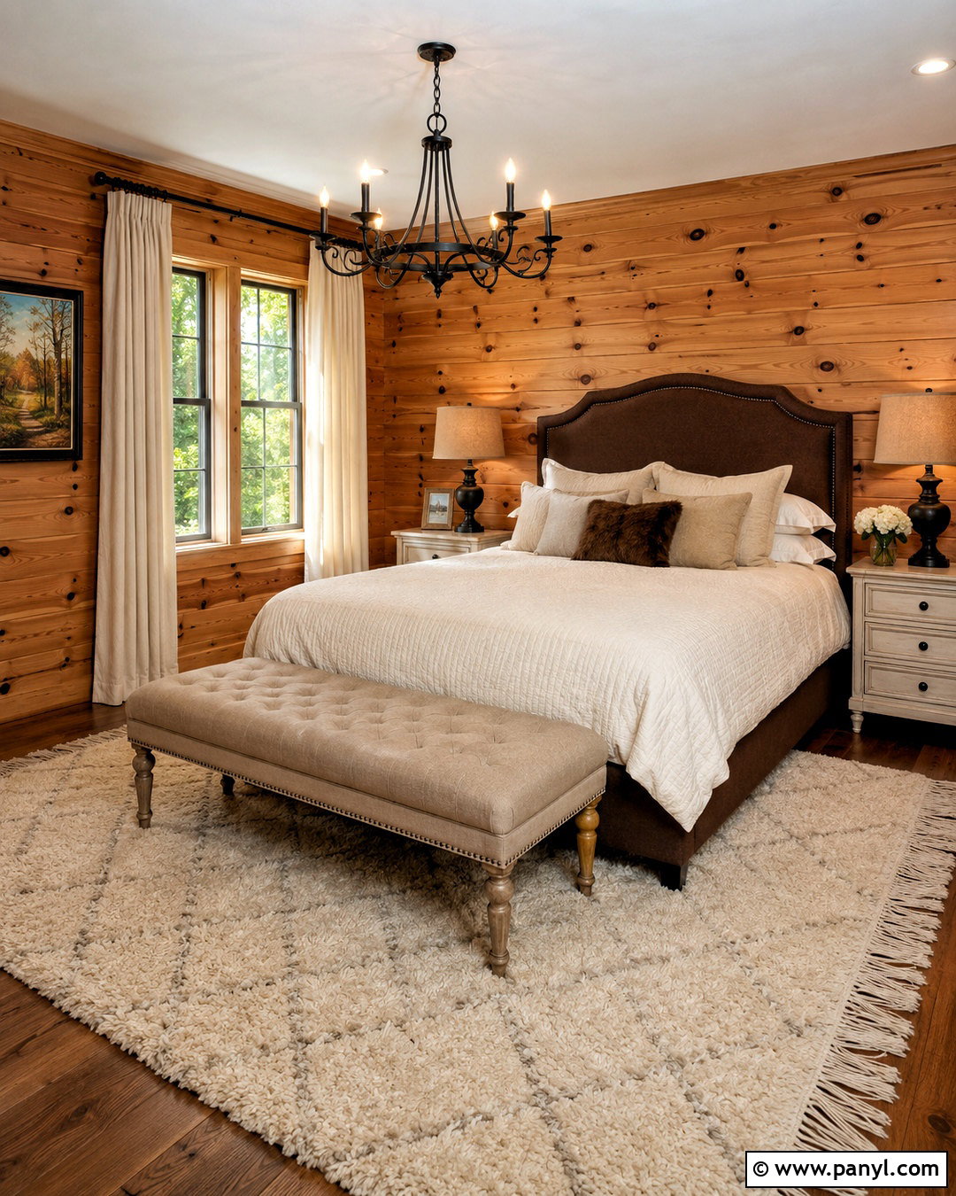 Knotty Pine Walls With Chocolate Brown And Cream - 40 Knotty Pine Walls Color Schemes