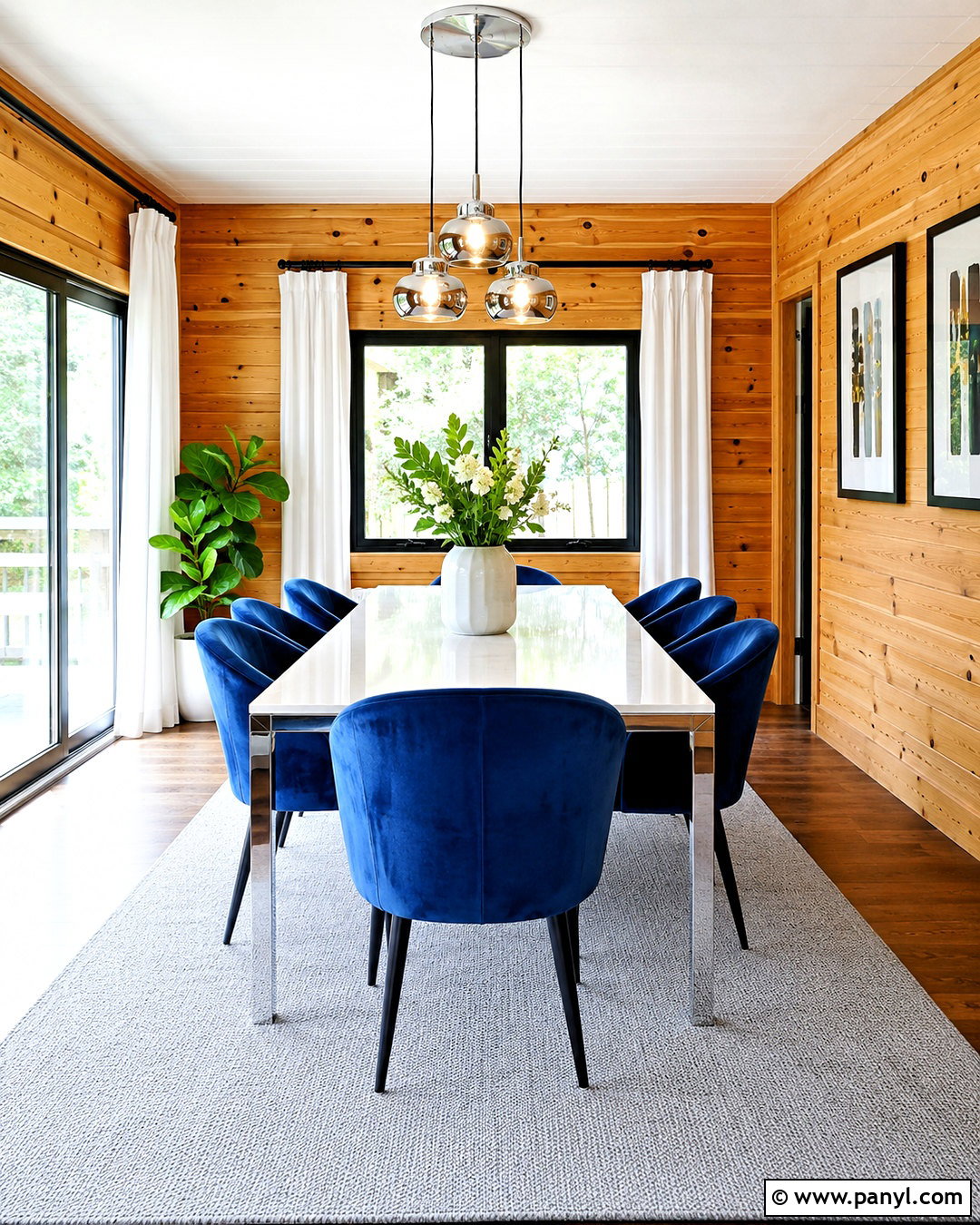 Knotty Pine Walls With Cool White And Cobalt Blue - 40 Knotty Pine Walls Color Schemes
