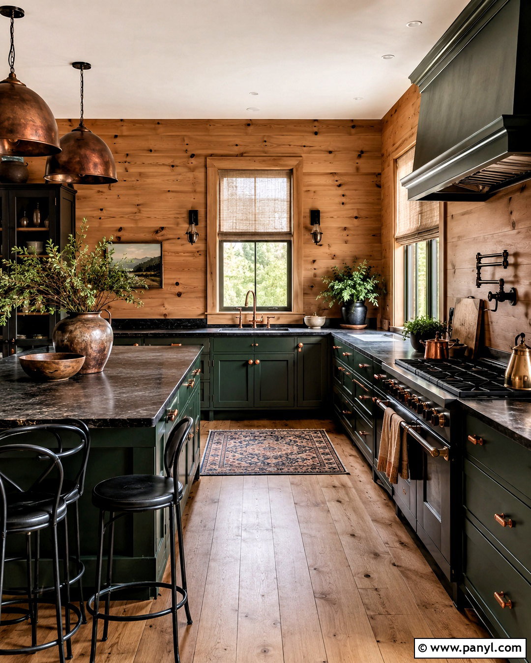 Knotty Pine Walls With Copper And Deep Green - 40 Knotty Pine Walls Color Schemes