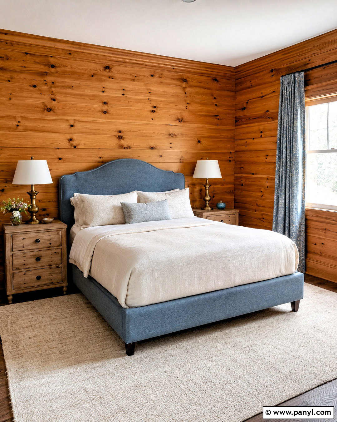 Knotty Pine Walls With Dusty Blue And Ivory - 40 Knotty Pine Walls Color Schemes