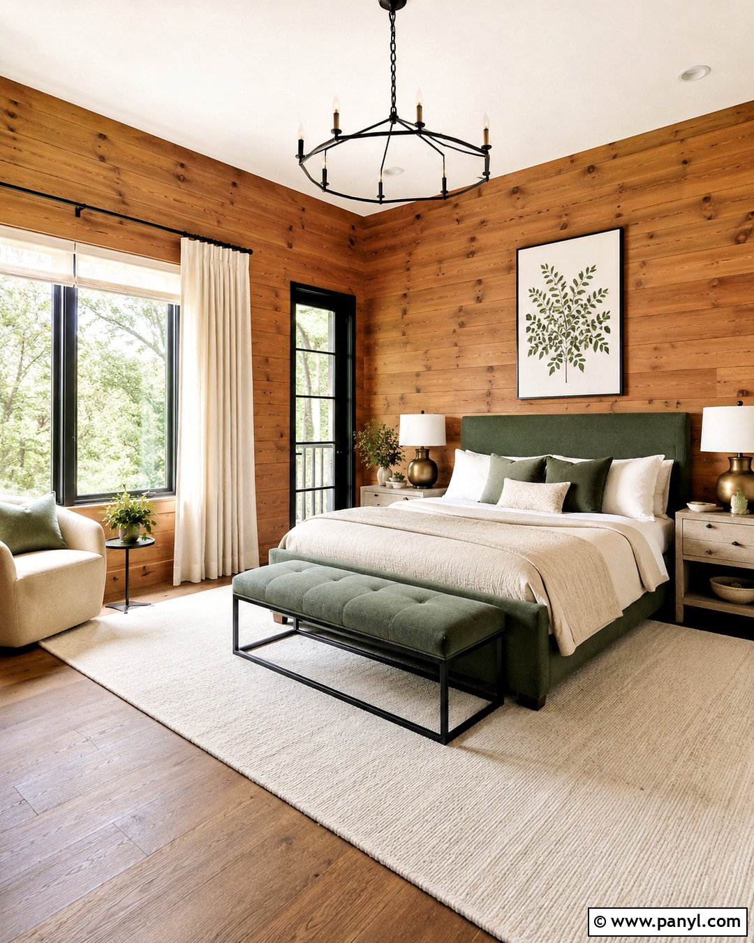 Knotty Pine Walls With Eucalyptus Green And Cream - 40 Knotty Pine Walls Color Schemes