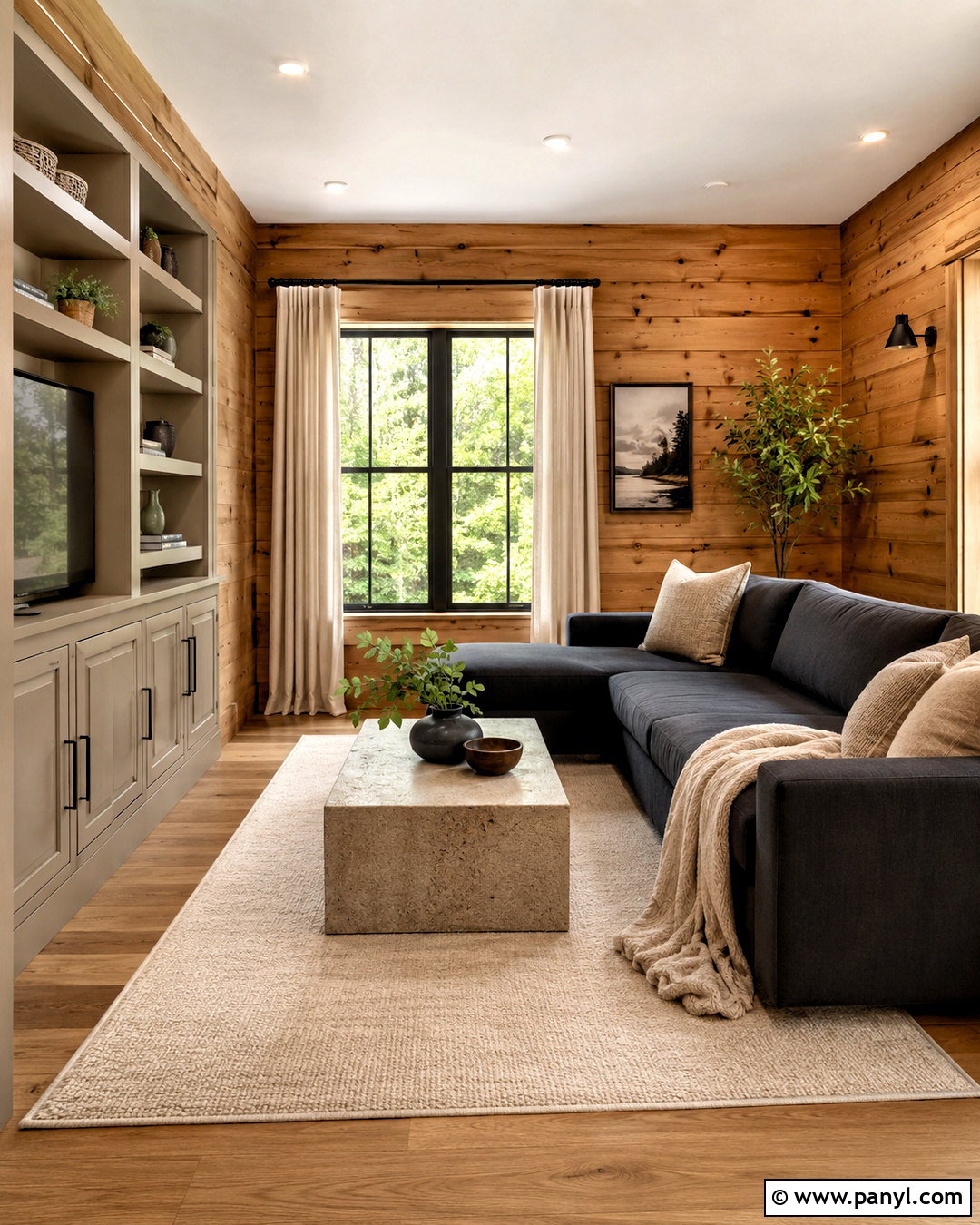 Knotty Pine Walls With Greige And Charcoal - 40 Knotty Pine Walls Color Schemes