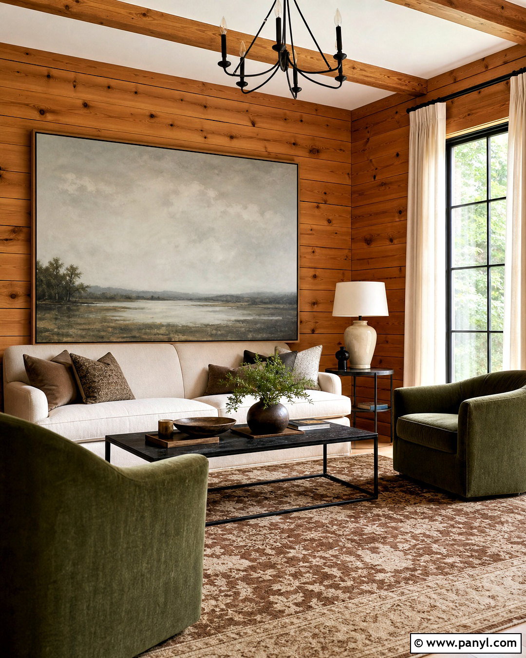Knotty Pine Walls With Large Artwork - 20 knotty pine walls makeover ideas