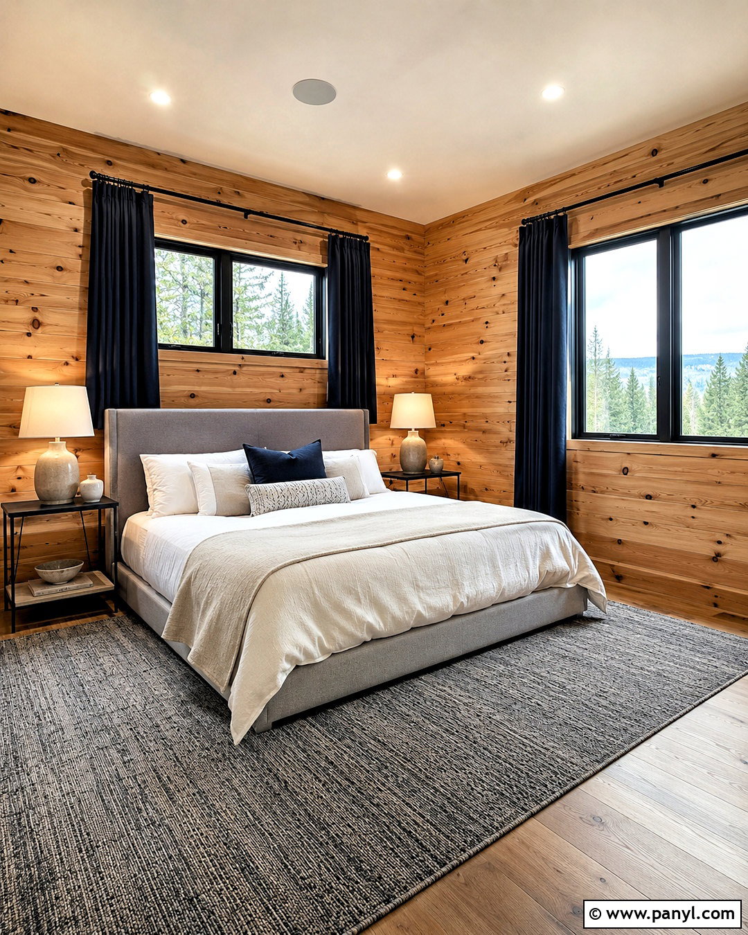 Knotty Pine Walls With Light Gray And Navy - 40 Knotty Pine Walls Color Schemes