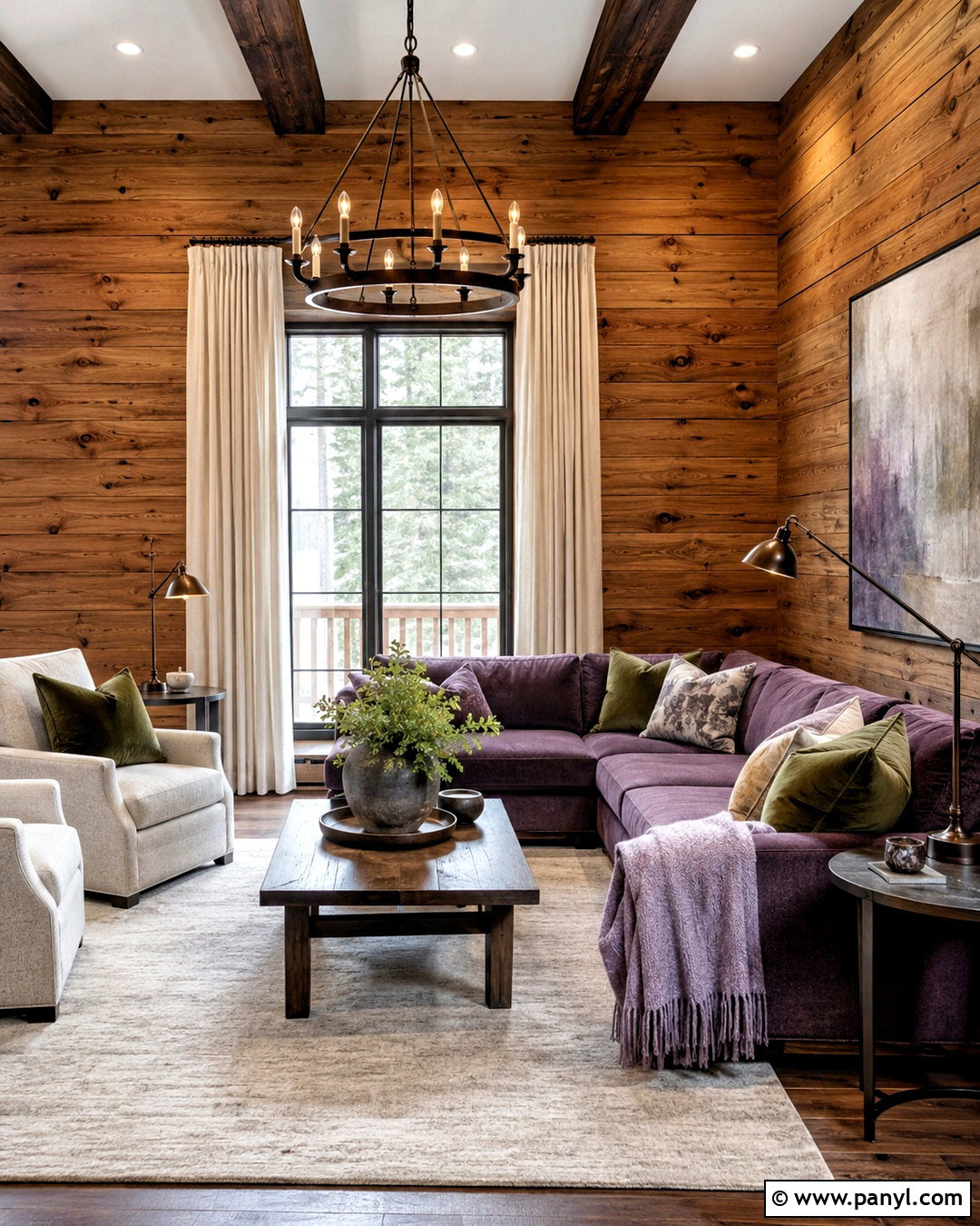 Knotty Pine Walls With Muted Plum And Putty - 40 Knotty Pine Walls Color Schemes
