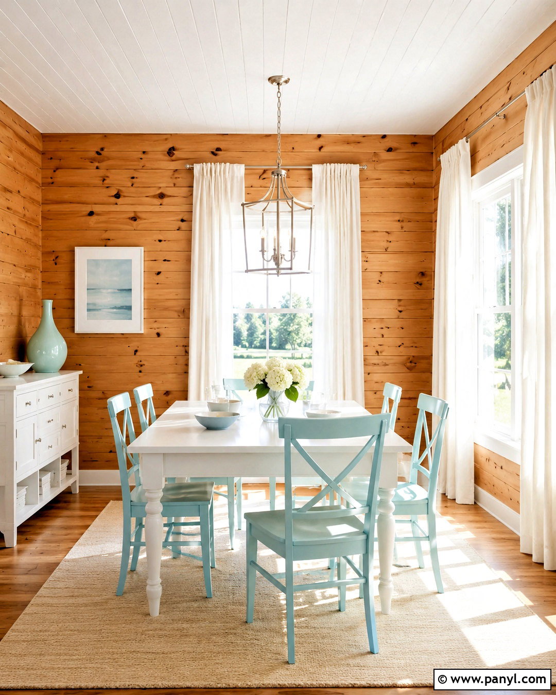 Knotty Pine Walls With Pale Aqua And White - 40 Knotty Pine Walls Color Schemes