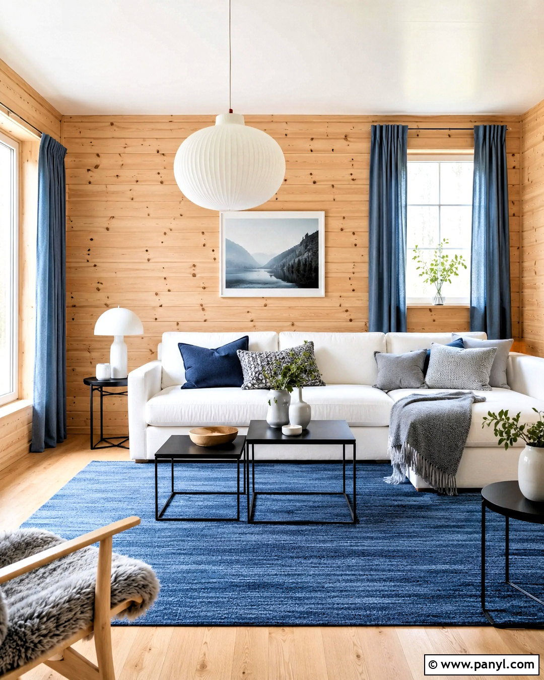 Knotty Pine Walls With Scandinavian White And Pale Blue - 40 Knotty Pine Walls Color Schemes