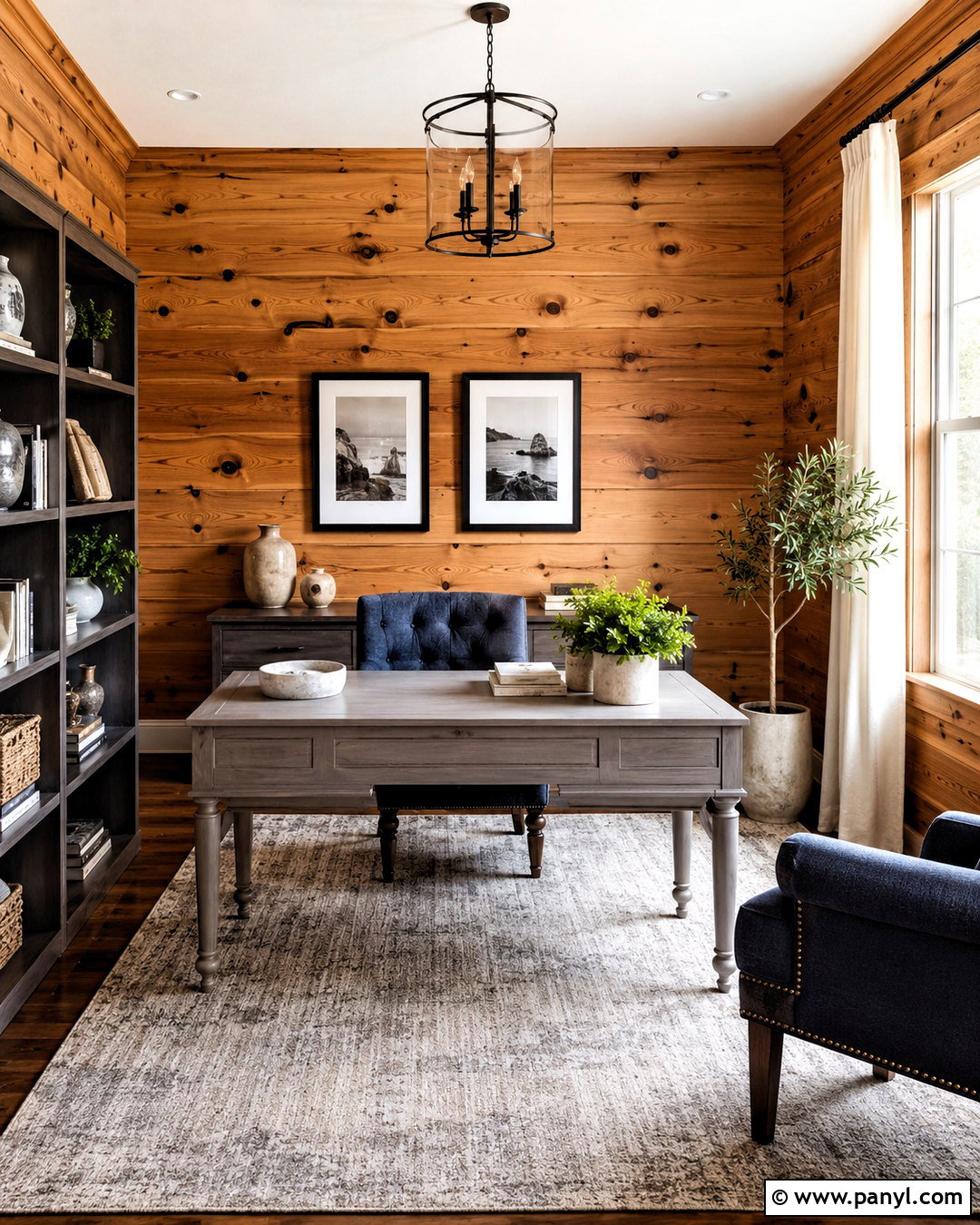 Knotty Pine Walls With Slate Blue And Driftwood Gray - 40 Knotty Pine Walls Color Schemes